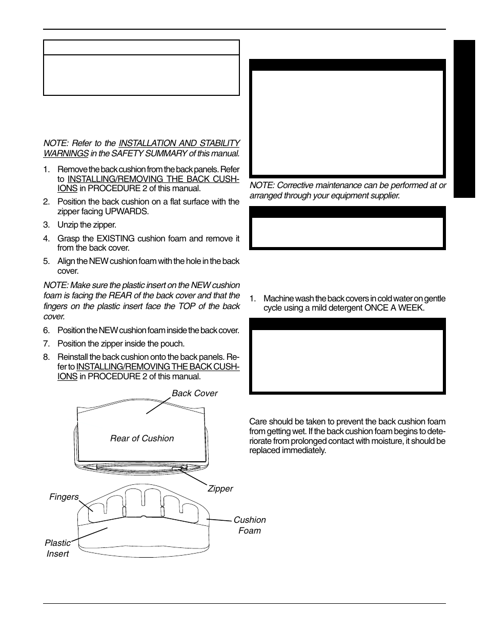 Replacing the back cushion foam (figure 1), Inspection, Cleaning | Invacare Infinity LoBack Support User Manual | Page 15 / 16