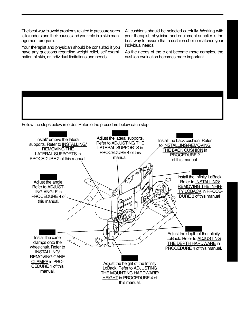 Important information, Installation/adjustment overview, Installation/adjustment overview (figure 1) | Invacare Infinity LoBack Support User Manual | Page 5 / 16