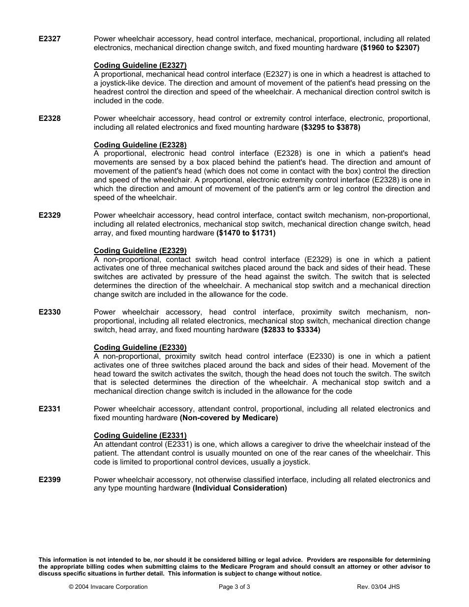 Invacare E1028 User Manual | Page 3 / 3