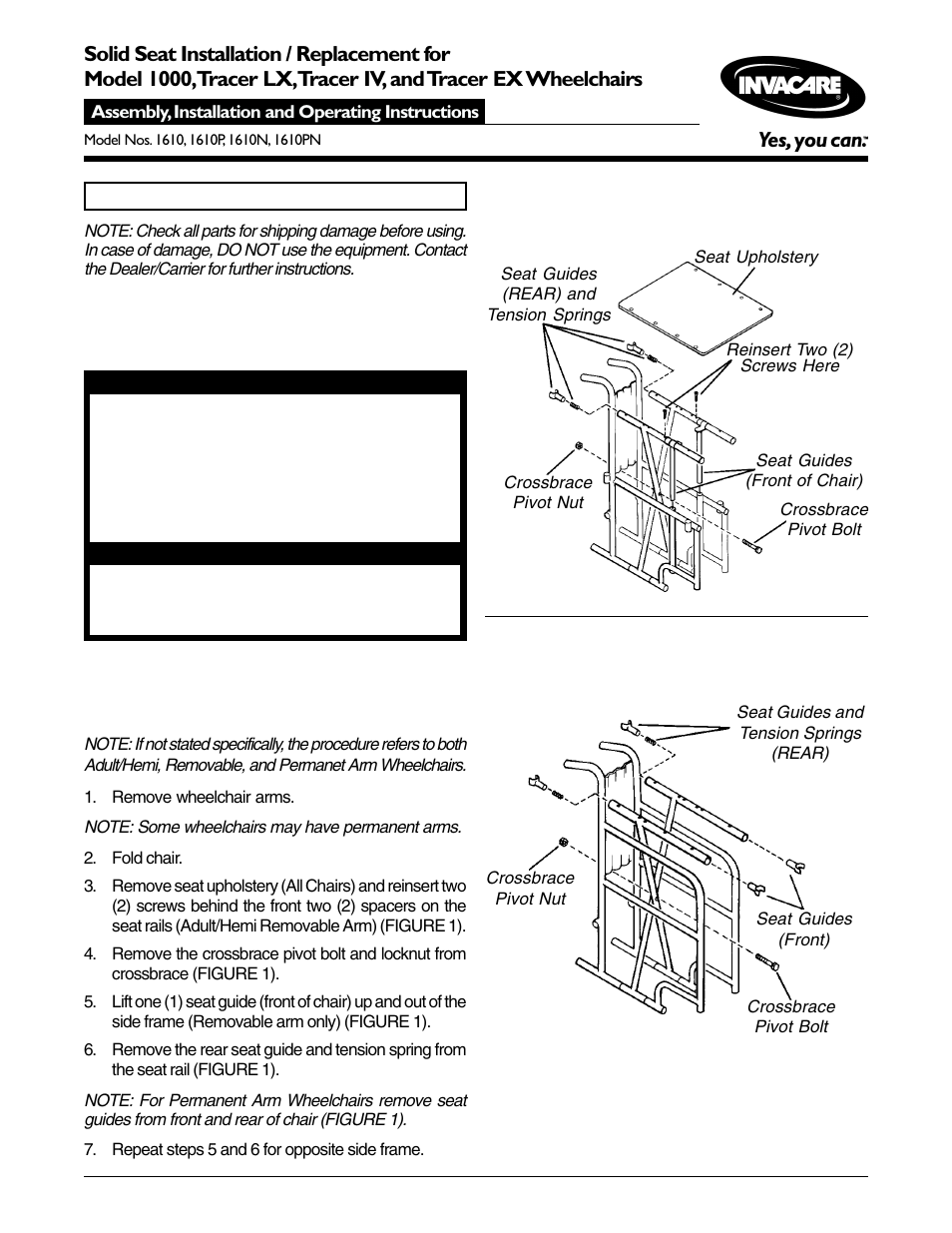 Invacare 1000 User Manual | 8 pages