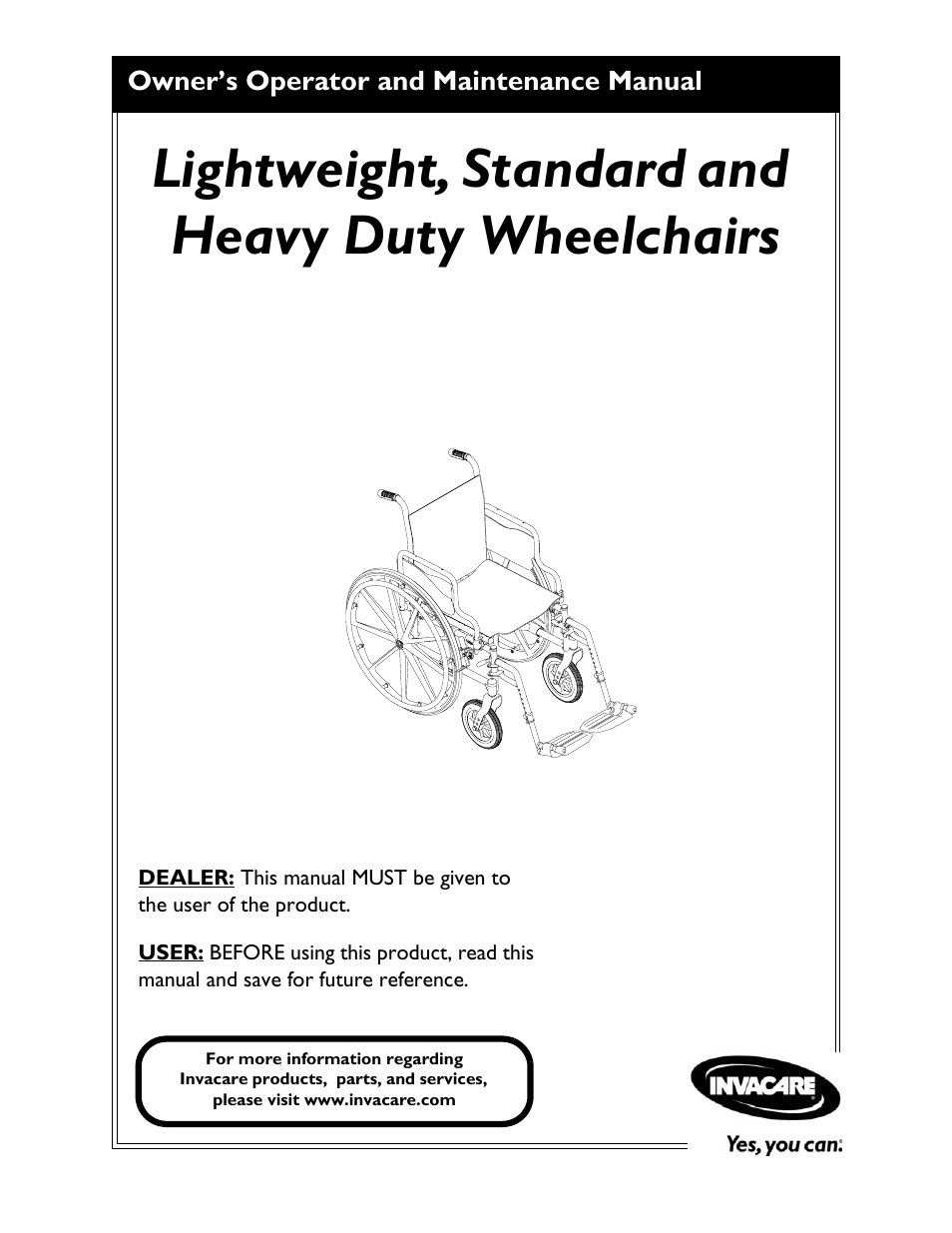 Invacare Lightweight User Manual | 64 pages