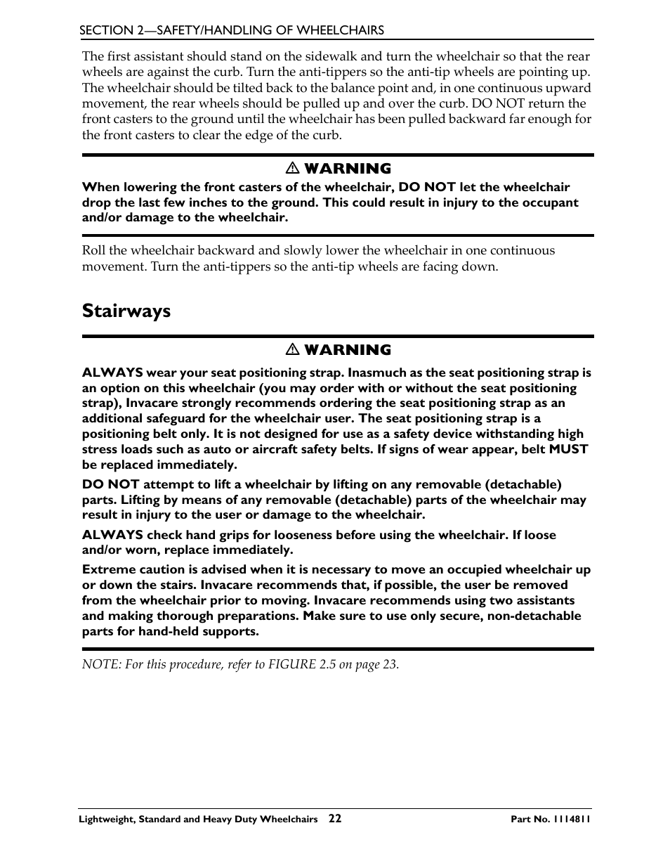 Stairways | Invacare Lightweight User Manual | Page 22 / 64