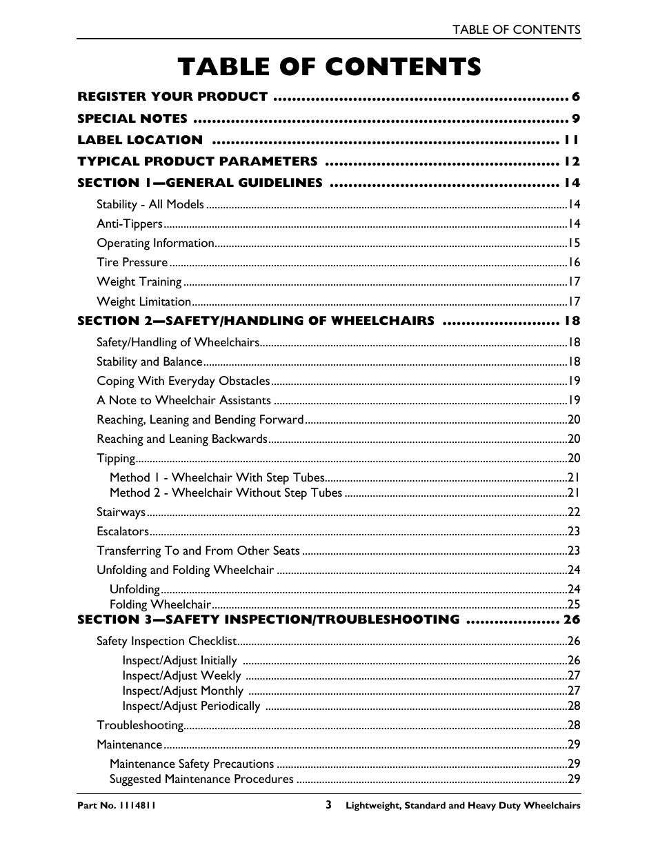 Invacare Lightweight User Manual | Page 3 / 64