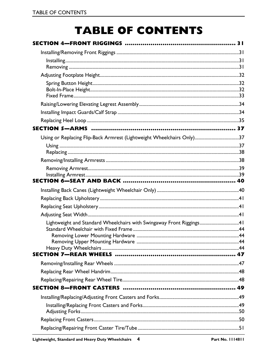 Invacare Lightweight User Manual | Page 4 / 64