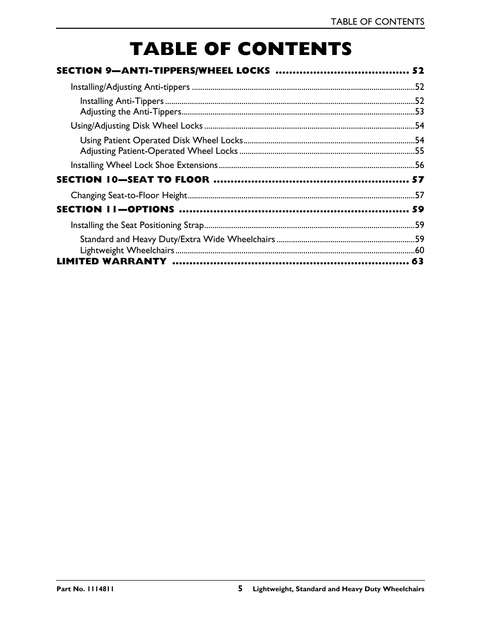 Invacare Lightweight User Manual | Page 5 / 64