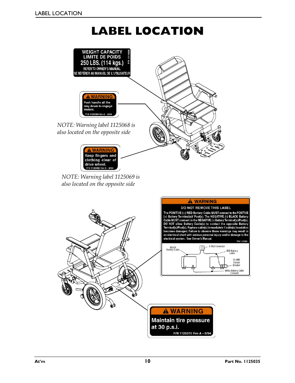 Label location | Invacare At'm User Manual | Page 10 / 44