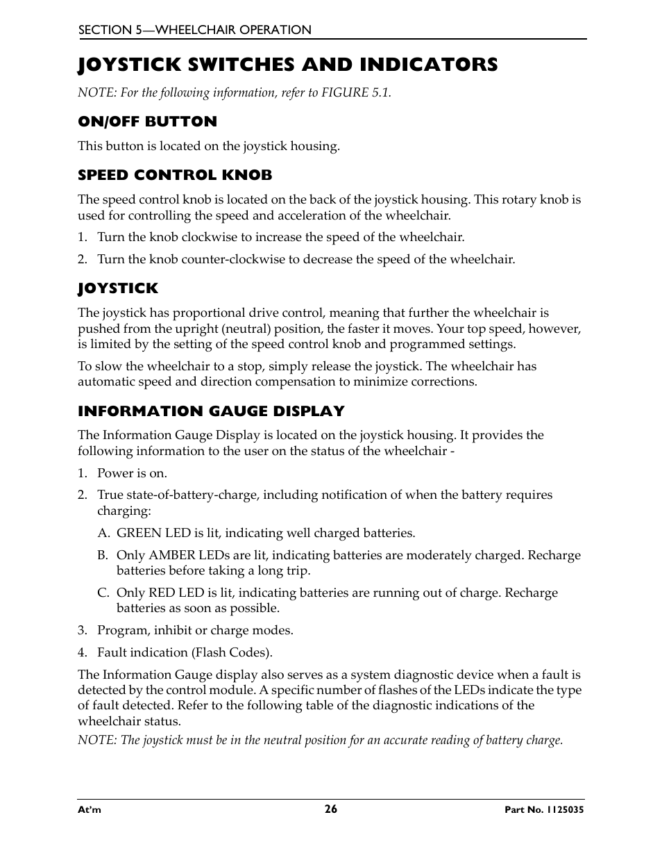 Joystick switches and indicators, On/off button, Speed control knob | Joystick, Information gauge display | Invacare At'm User Manual | Page 26 / 44