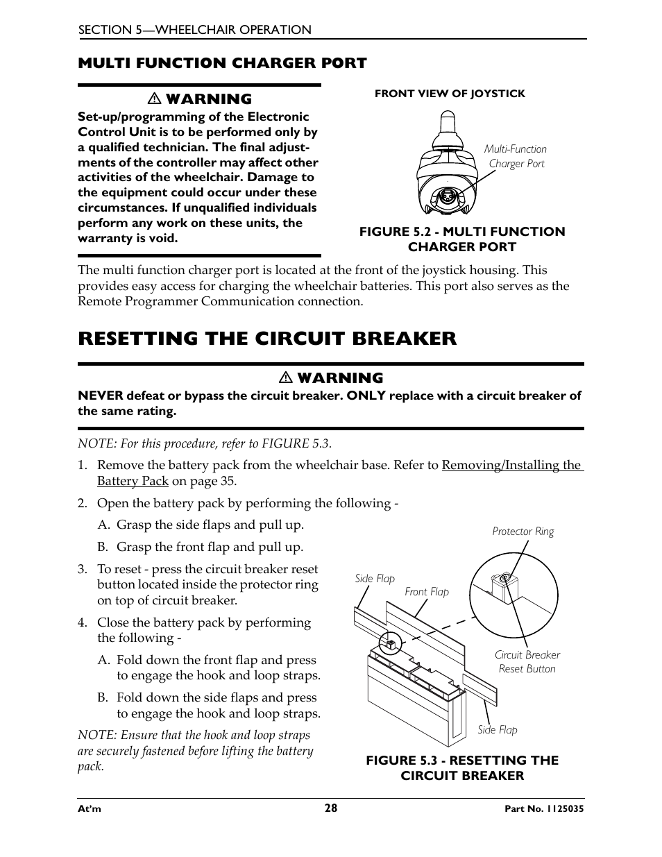 Multi function charger port, Resetting the circuit breaker | Invacare At'm User Manual | Page 28 / 44