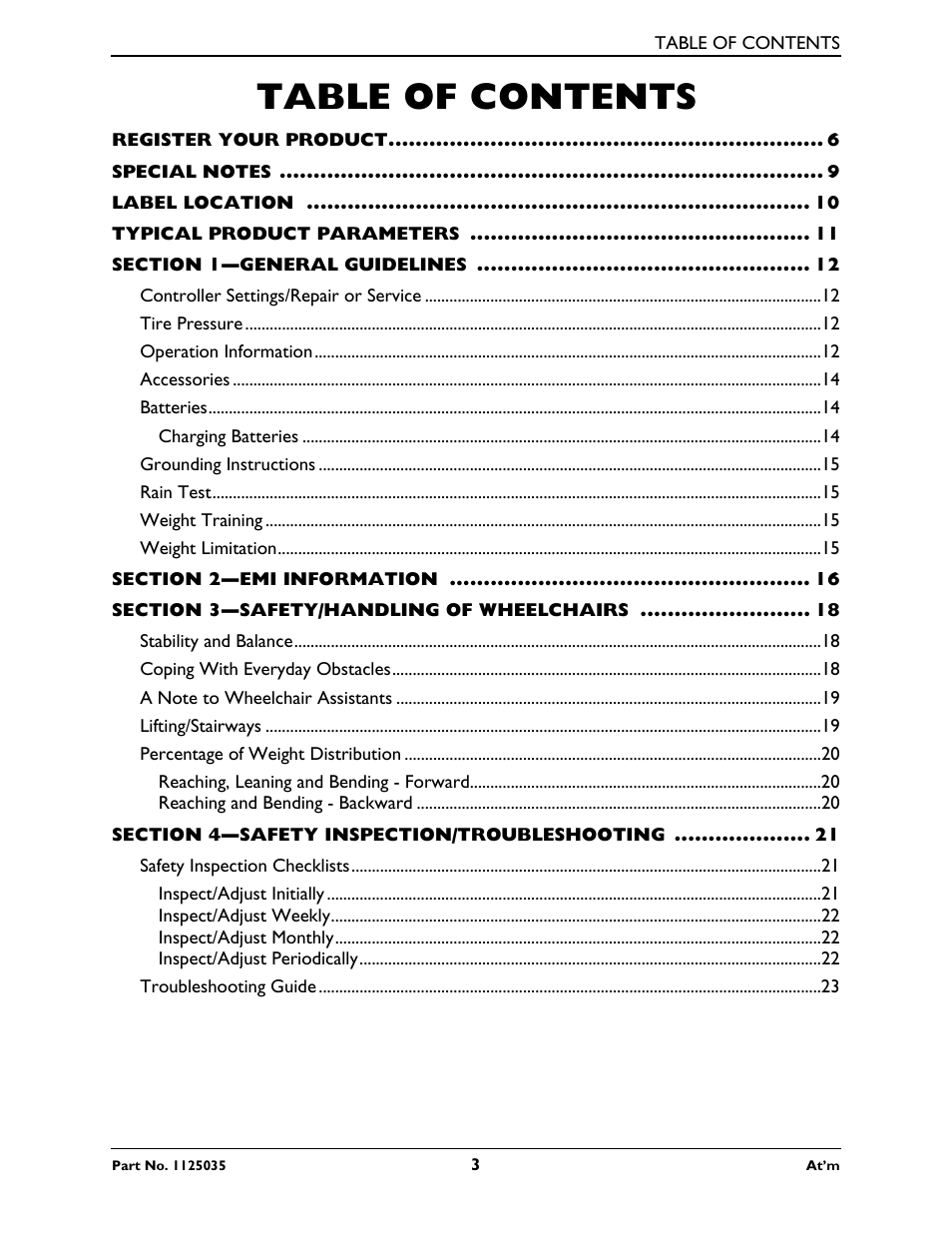 Invacare At'm User Manual | Page 3 / 44