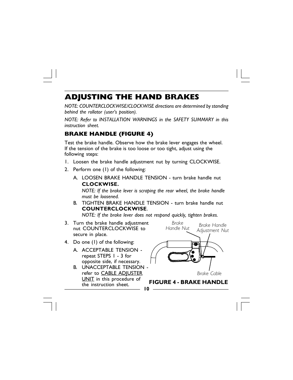 Adjusting the hand brakes | Invacare 68100 User Manual | Page 10 / 40