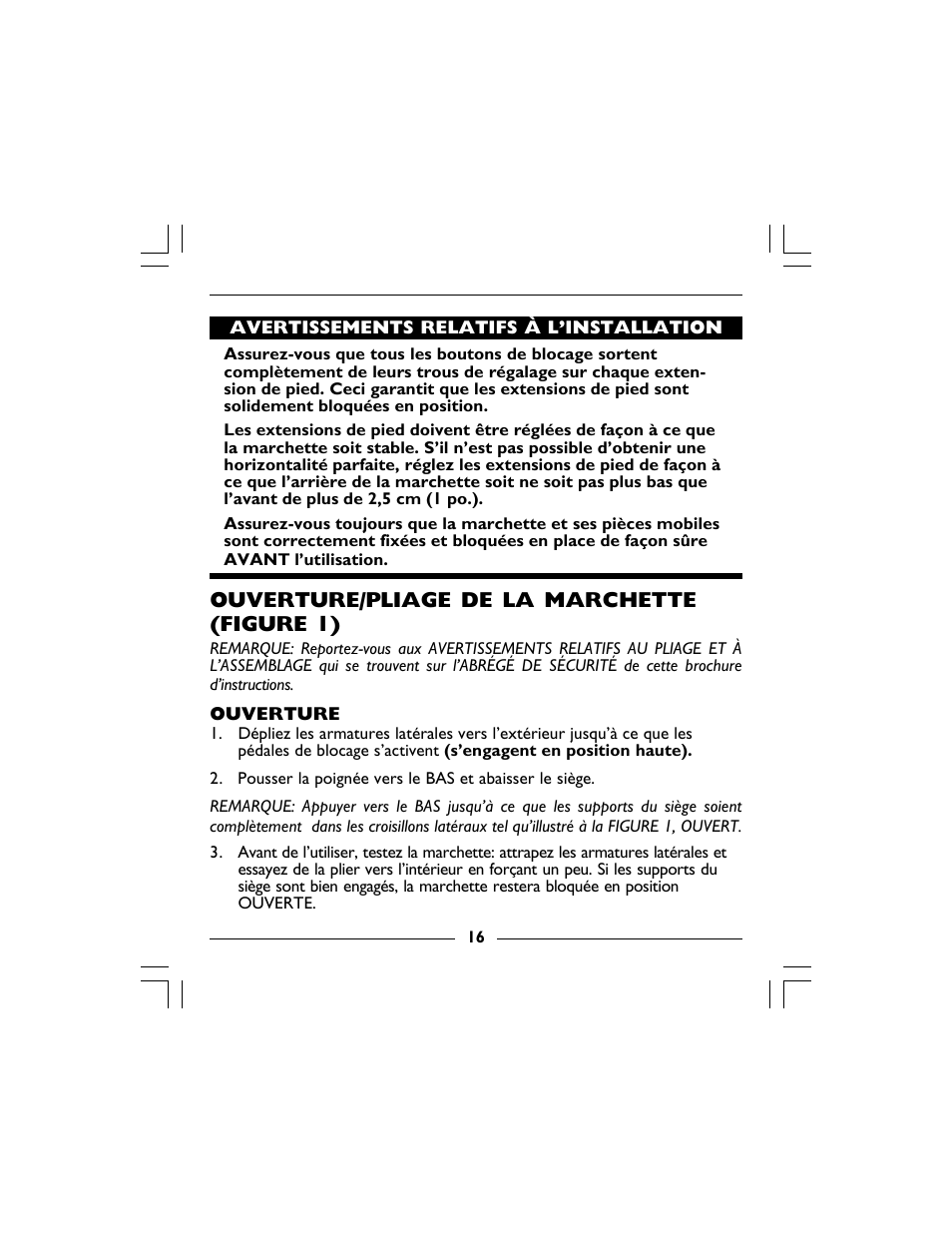 Ouverture/pliage de la marchette (figure 1) | Invacare 68100 User Manual | Page 16 / 40