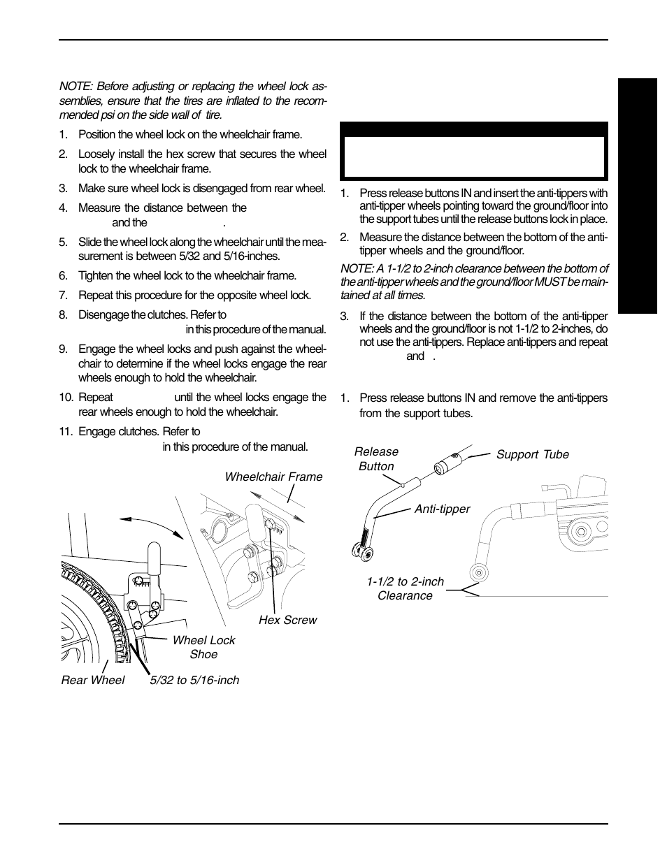 Installing/removing anti- tippers (figure 10) | Invacare Wheelchair User Manual | Page 43 / 48