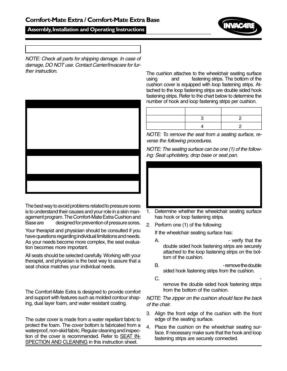 Invacare Comfort-Mate Extra / Comfort-Mate Extra Base User Manual | 4 pages