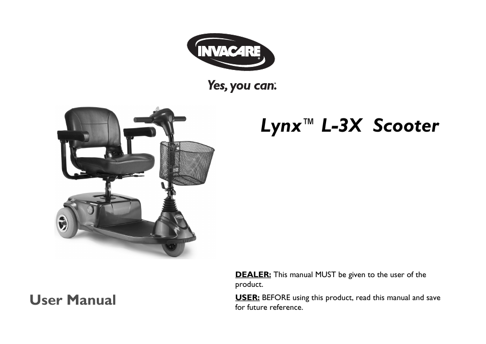 Invacare Lynx L-3X User Manual | 60 pages