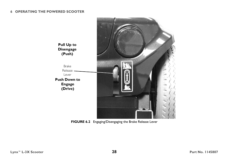 Brake release lever | Invacare Lynx L-3X User Manual | Page 28 / 60