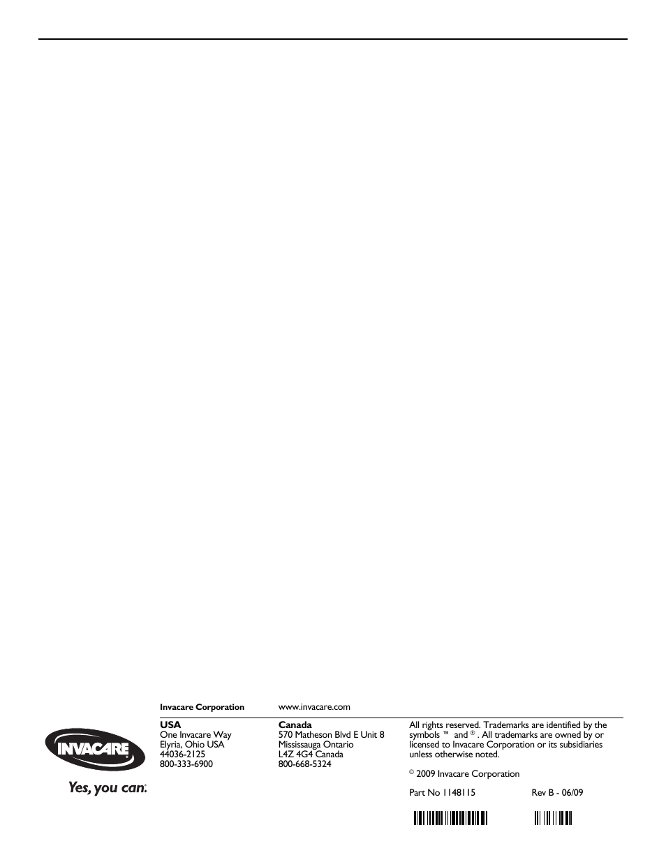 Part no 1148115 | Invacare GET-U-UP LIFT User Manual | Page 28 / 28