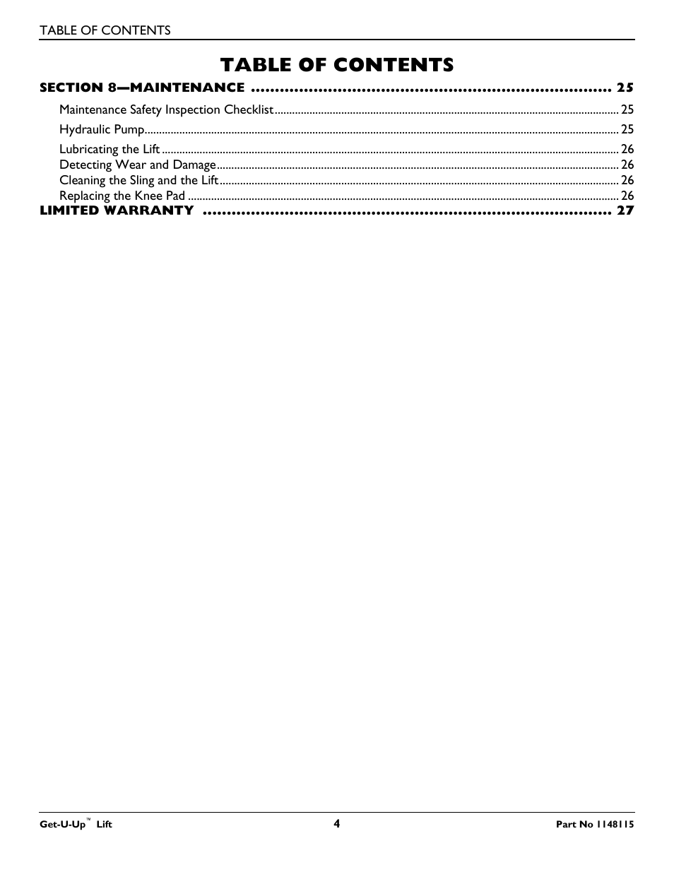 Invacare GET-U-UP LIFT User Manual | Page 4 / 28