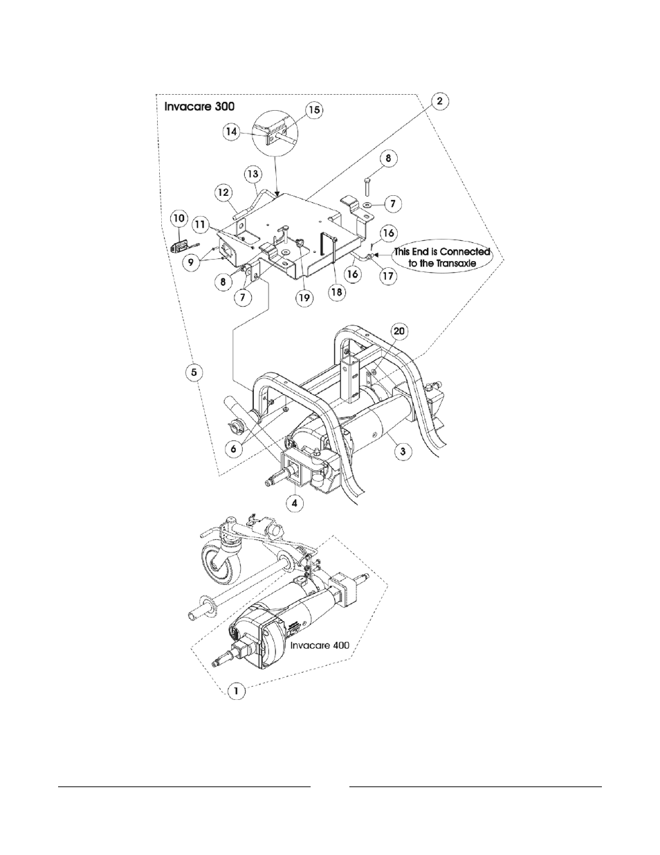 Transaxle and battery/controller tray | Invacare 400 User Manual | Page 41 / 50