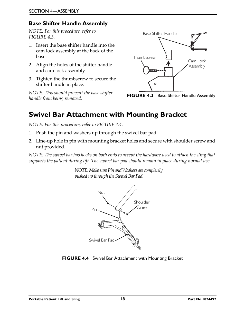 Base shifter handle assembly, Swivel bar attachment with mounting bracket | Invacare 9805P User Manual | Page 18 / 44