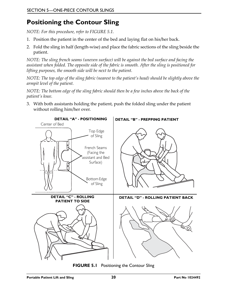 Positioning the contour sling | Invacare 9805P User Manual | Page 20 / 44