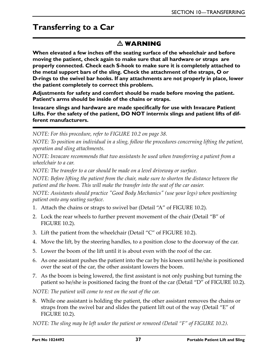 Transferring to a car | Invacare 9805P User Manual | Page 37 / 44