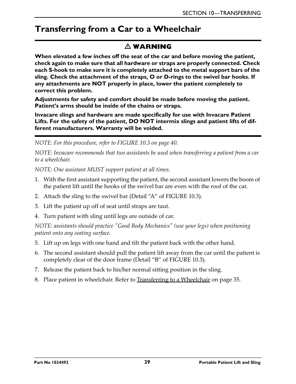 Transferring from a car to a wheelchair | Invacare 9805P User Manual | Page 39 / 44