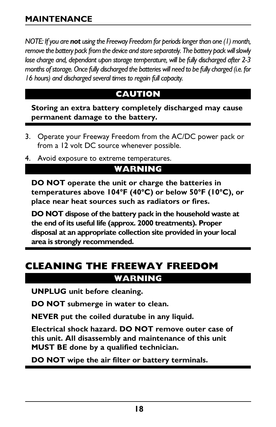 Cleaning the freeway freedom | Invacare IRC1175 User Manual | Page 18 / 24
