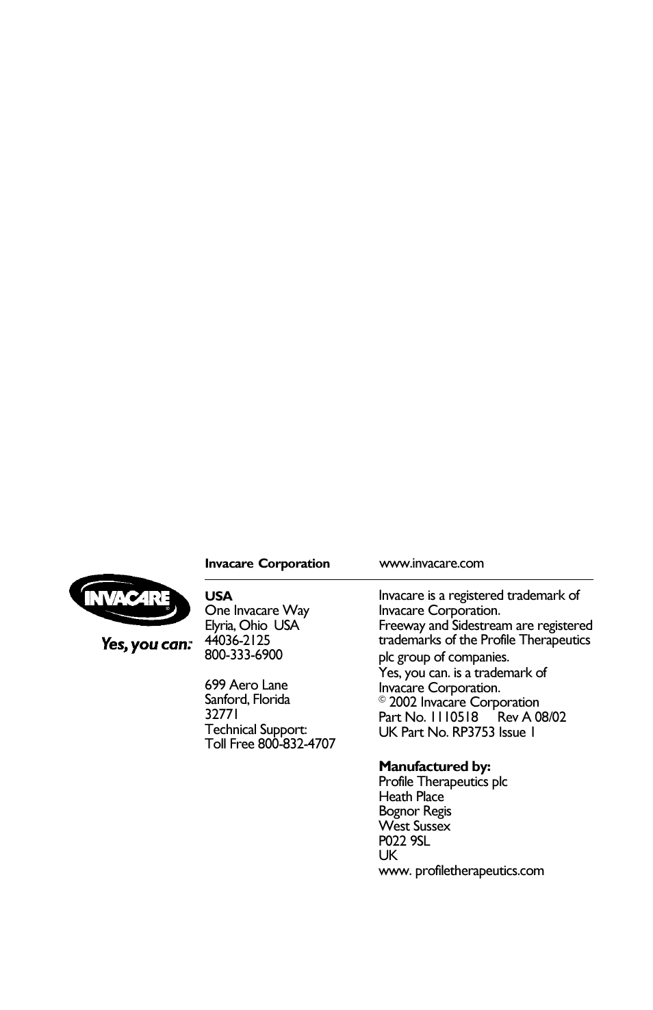 Invacare IRC1175 User Manual | Page 24 / 24