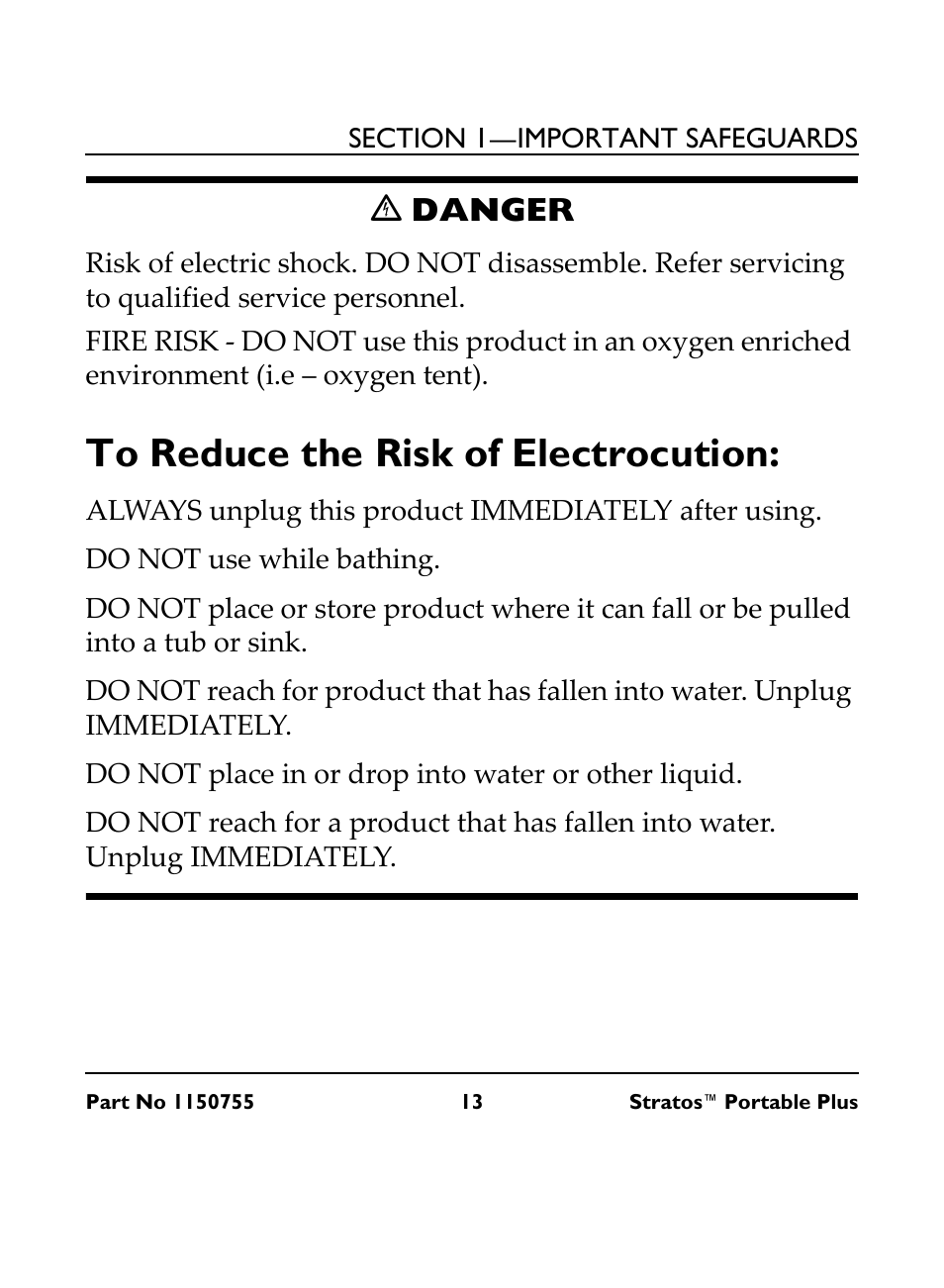 To reduce the risk of electrocution, Ꮨ danger | Invacare IRC 1730 User Manual | Page 13 / 40