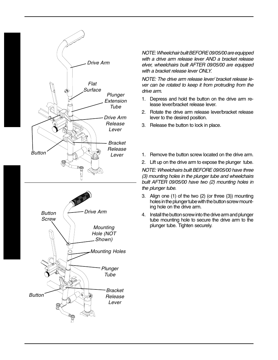 Adjusting drive arm height (figure 5) | Invacare 9000 User Manual | Page 14 / 24