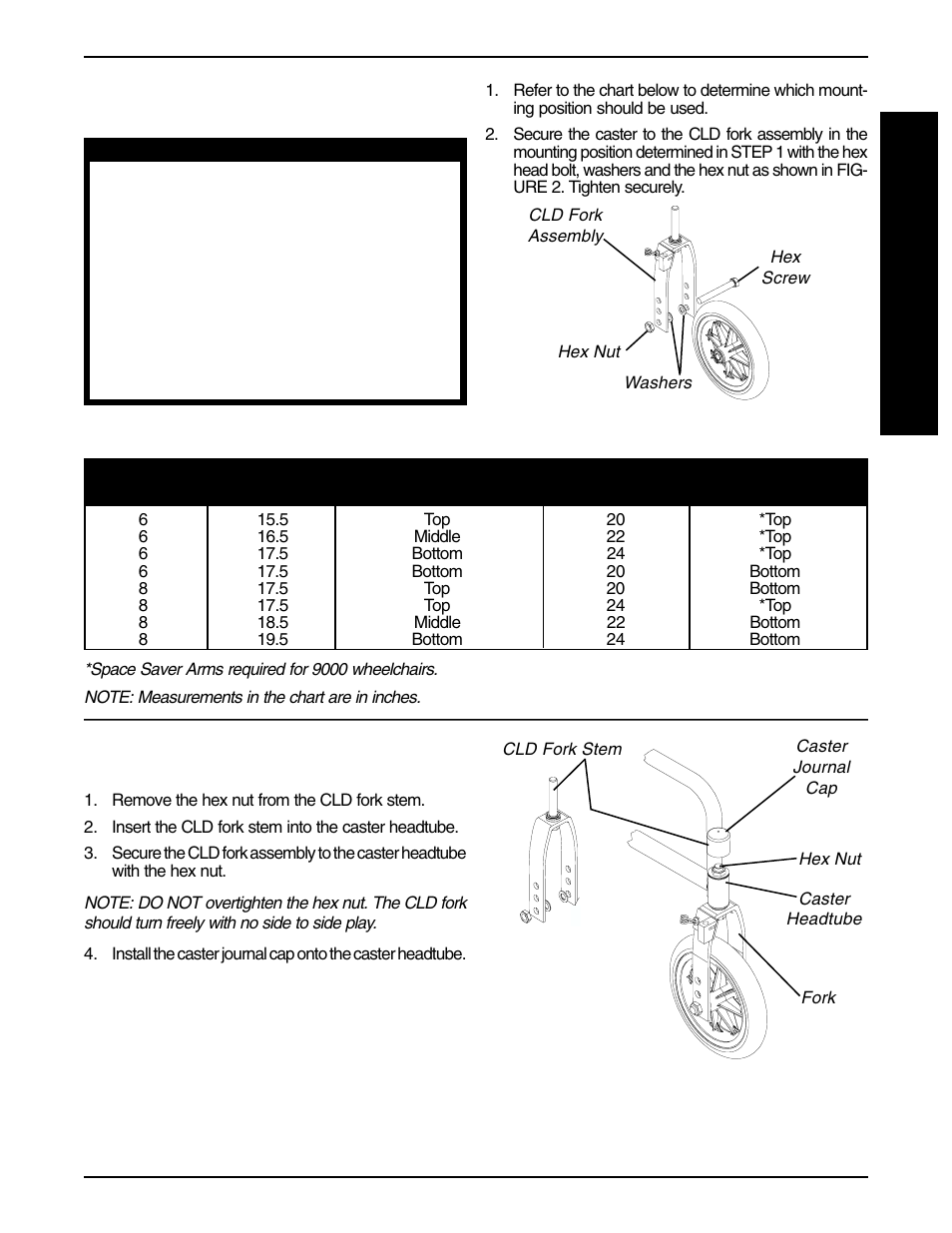 Mounting caster to cld fork assembly (figure 2) | Invacare 9000 User Manual | Page 7 / 24