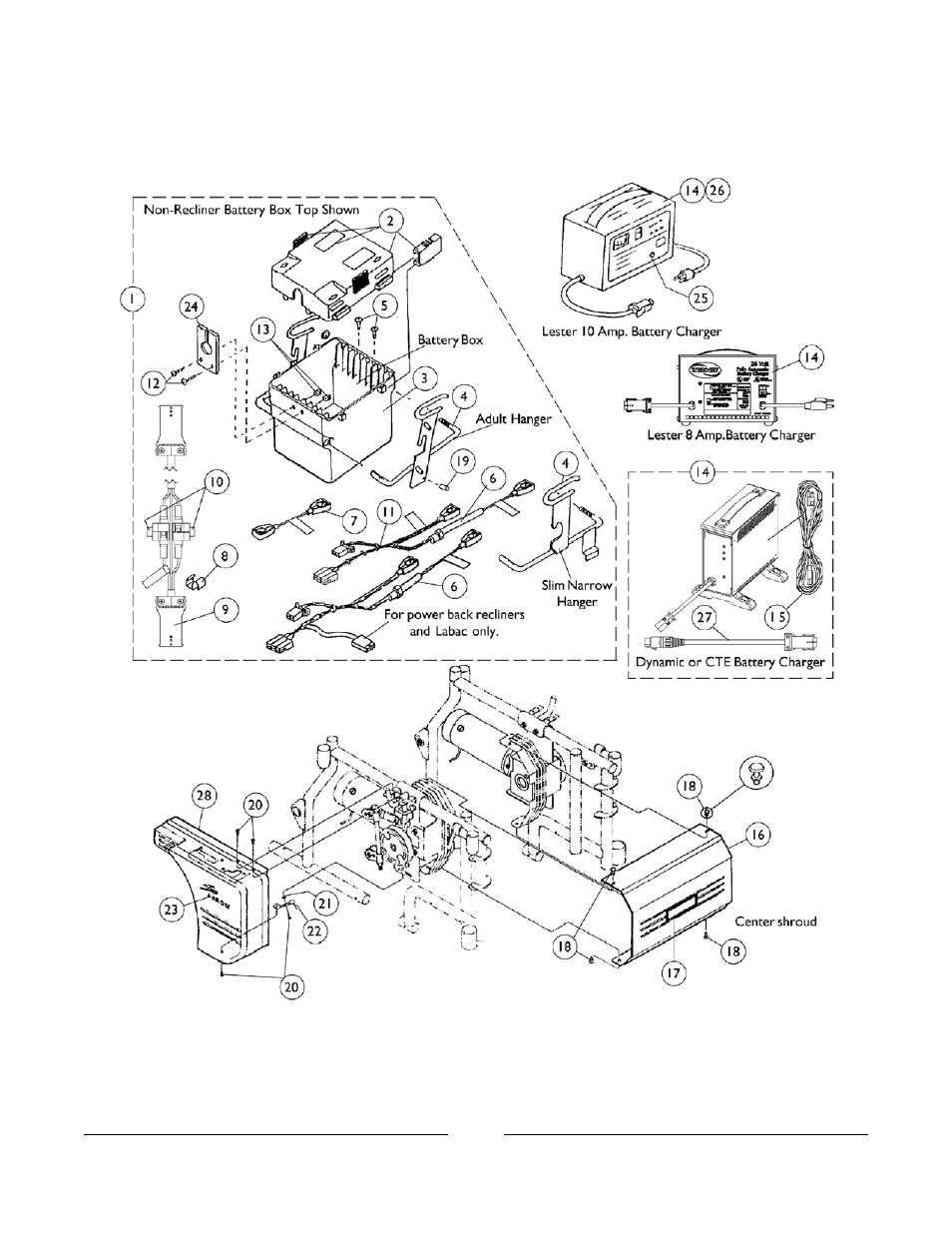 Battery box, shrouds, chargers and cables | Invacare M3900 User Manual | Page 185 / 255