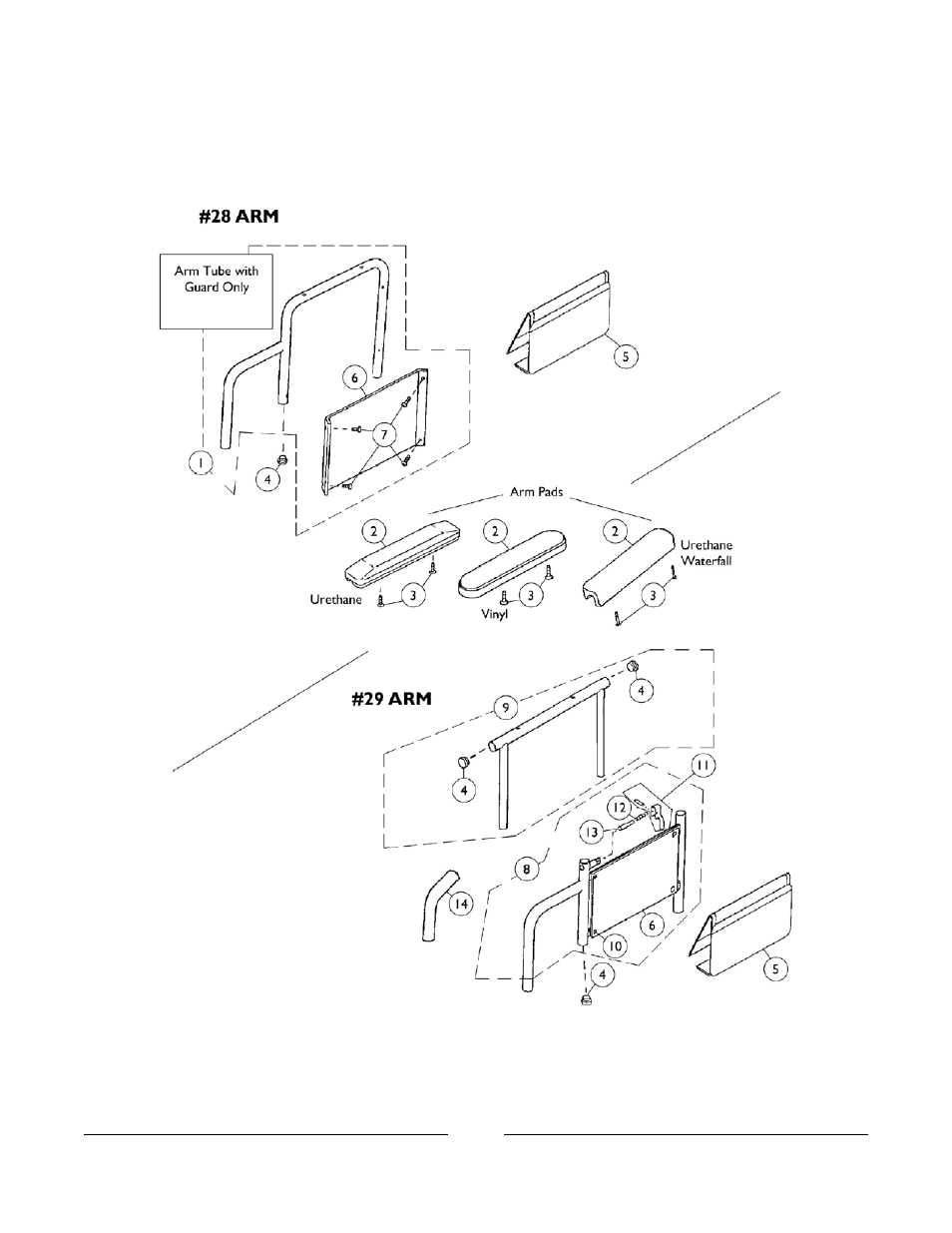 Arm assemblies, Full and desk for 2" lower arms | Invacare M3900 User Manual | Page 83 / 255