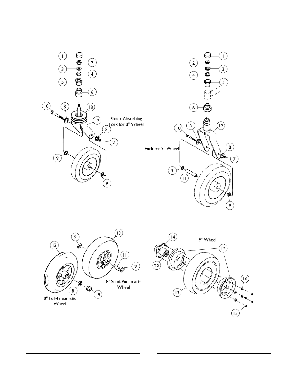 Front caster and forks | Invacare M3900 User Manual | Page 90 / 255