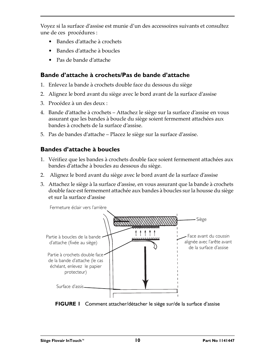 Bande d’attache à crochets/pas de bande d’attache, Bandes d’attache à boucles | Invacare ITFM User Manual | Page 10 / 24