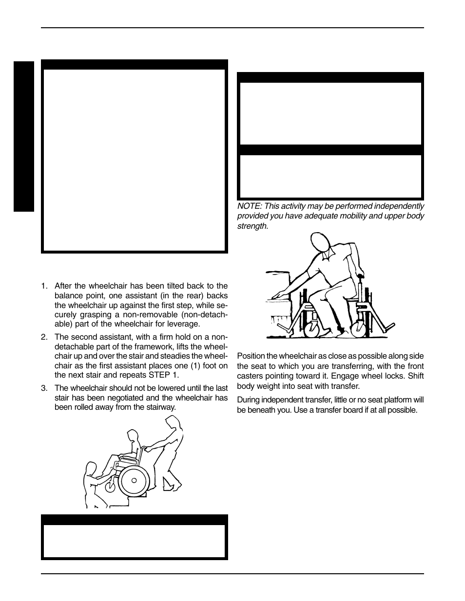 Transferring to and from other seats, Stairways | Invacare 9758 User Manual | Page 10 / 28