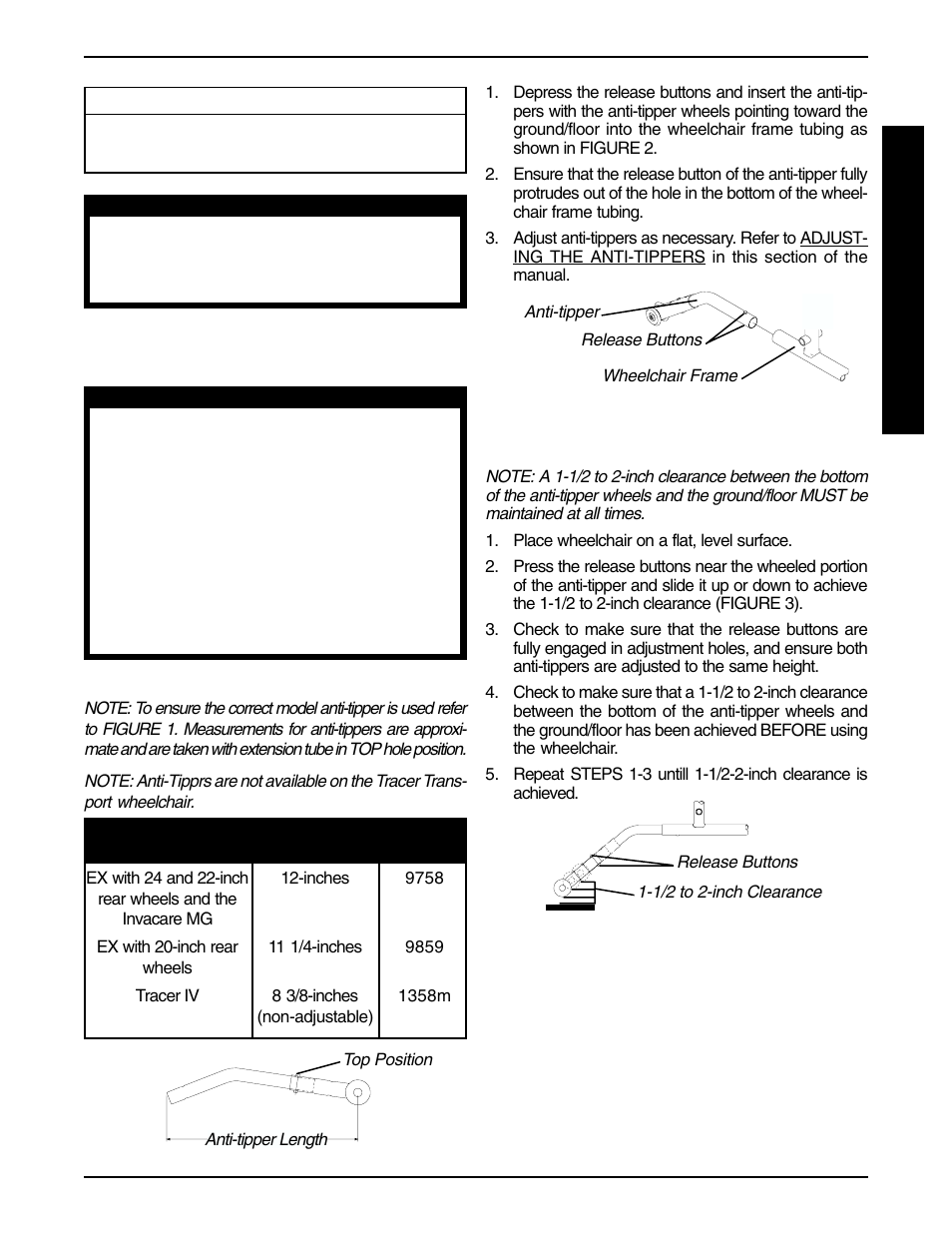 Installing/adjusting the anti-tippers | Invacare 9758 User Manual | Page 23 / 28