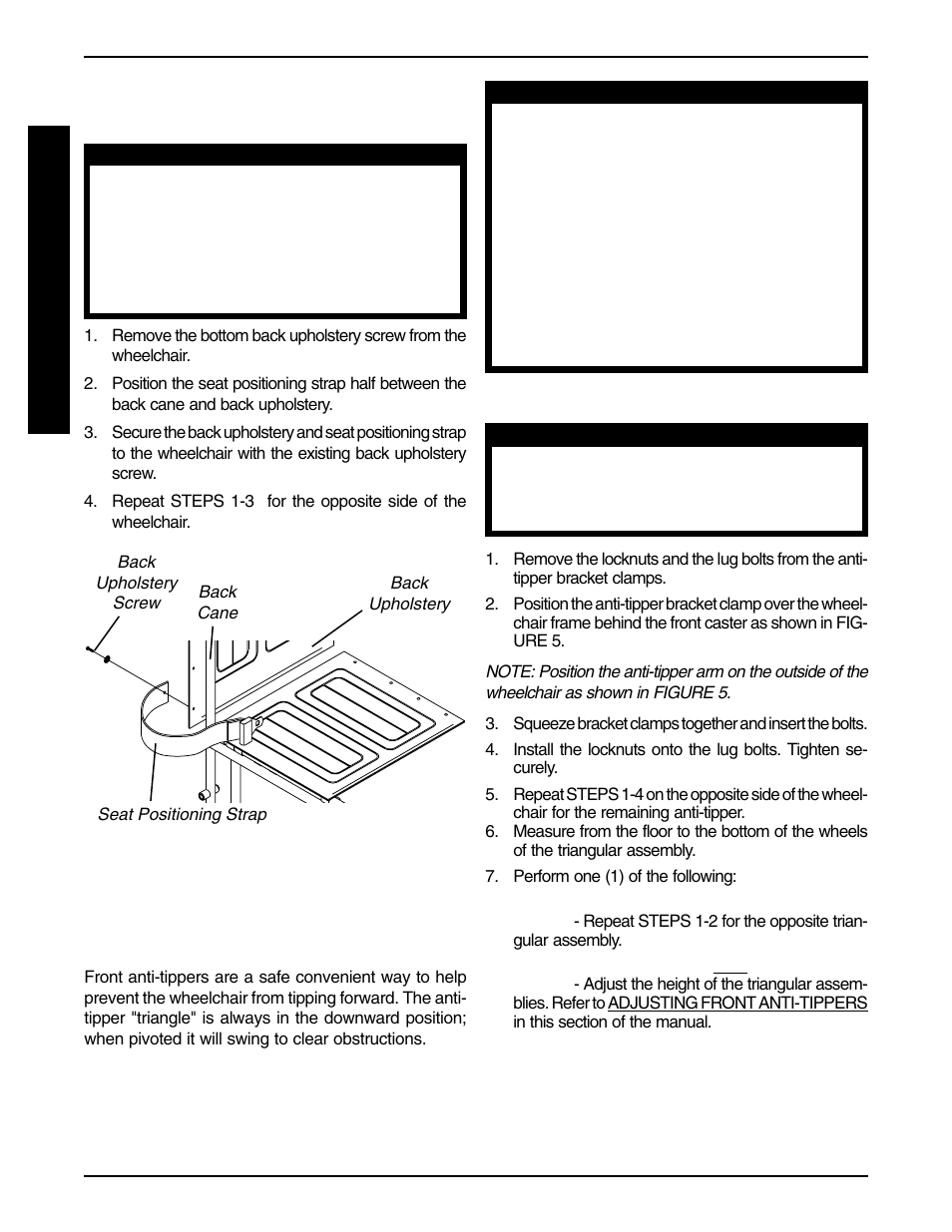 Installing the seat positioning strap (figure 4) | Invacare 9758 User Manual | Page 26 / 28