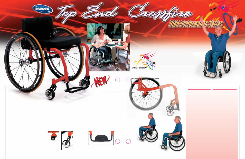 Invacare, Top end, Crossfire | Series wheelchairs invacare, Series wheelchairs, Ergonomic seat option | Invacare fire T6 User Manual | Page 2 / 2