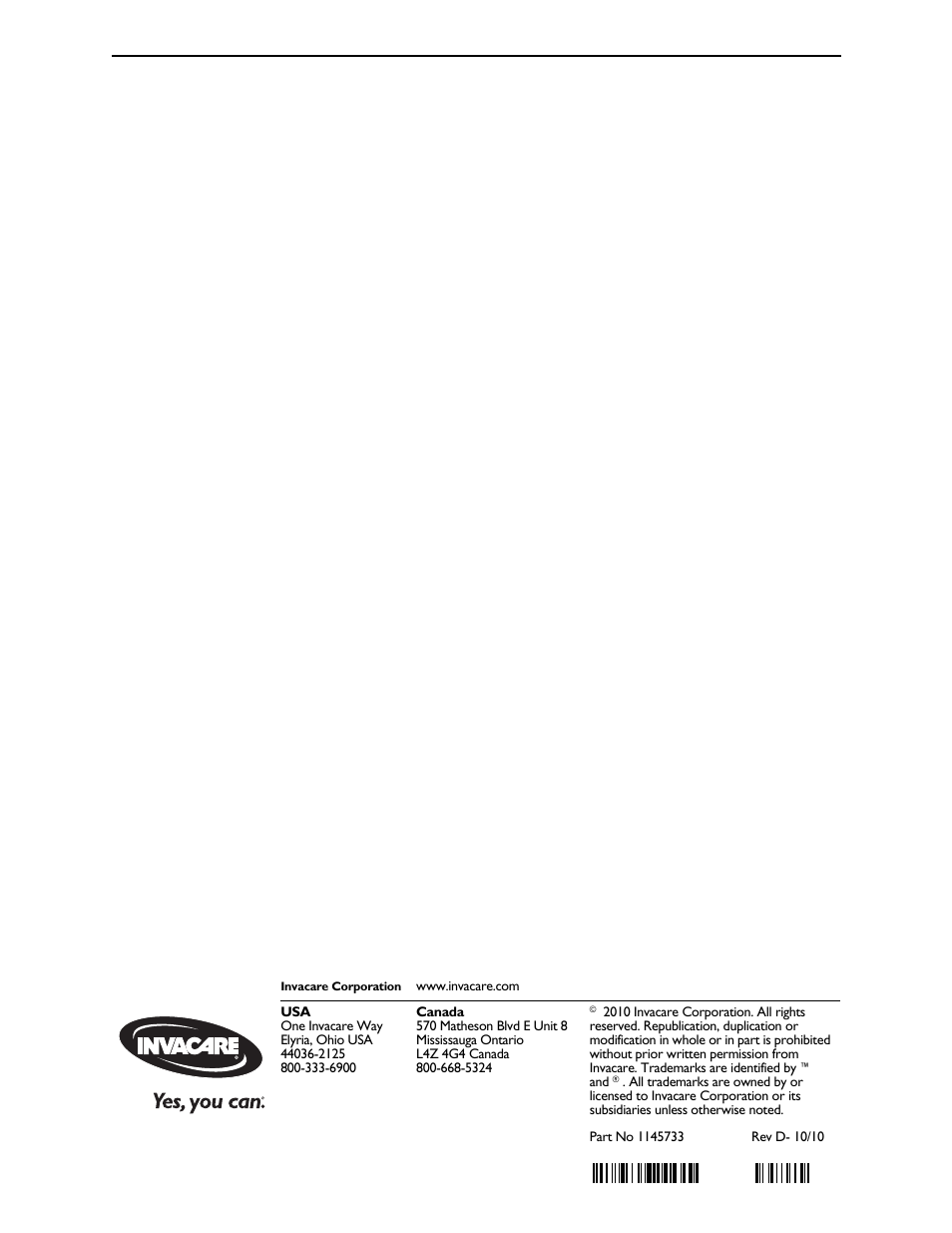 Invacare CTMT-F User Manual | Page 12 / 12