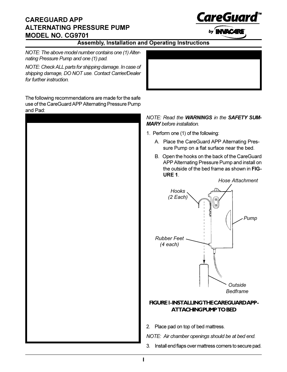 Invacare CG9701 User Manual | 4 pages