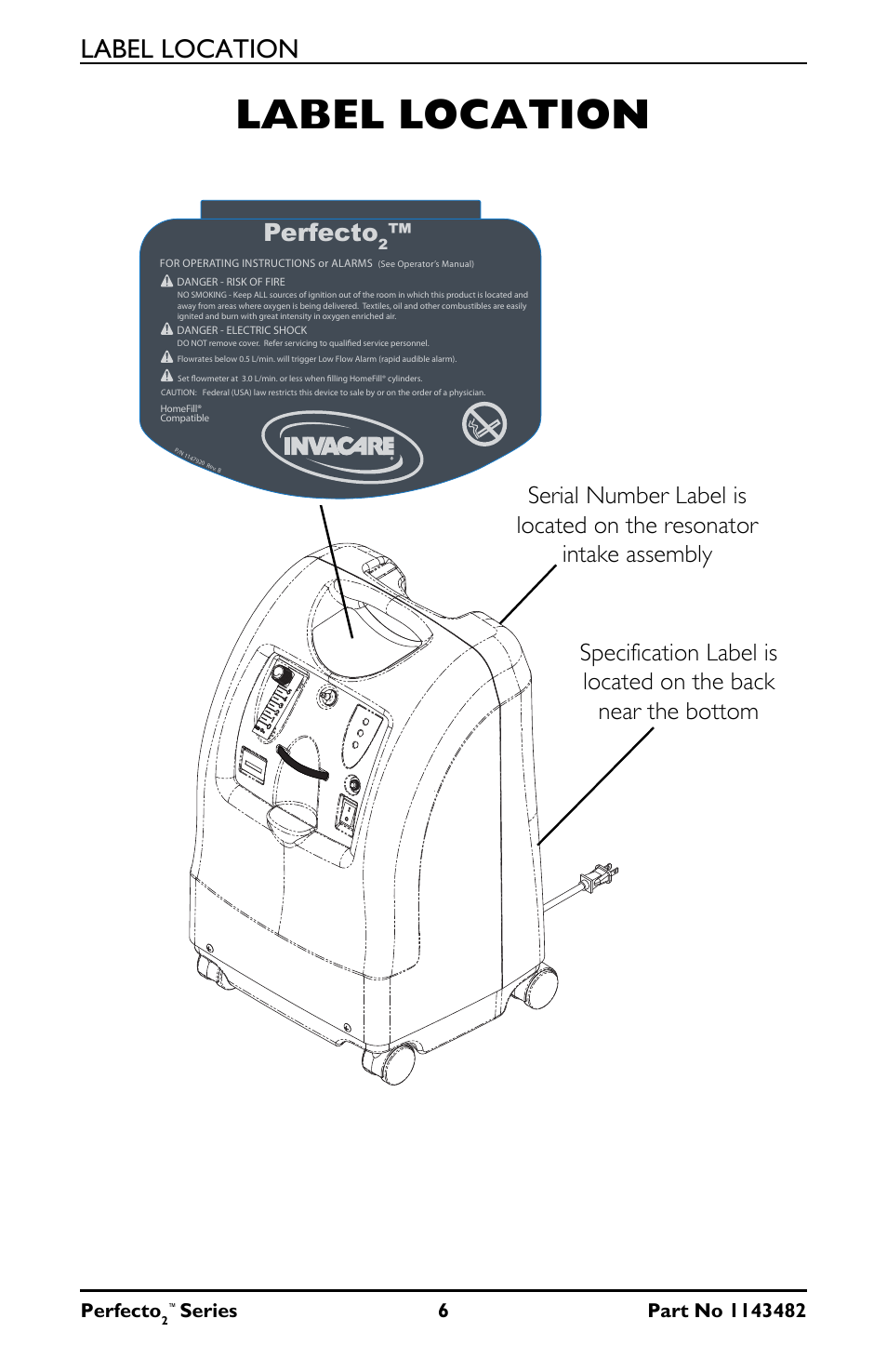 Label location, Perfecto | Invacare IRC5PO2V User Manual | Page 6 / 32