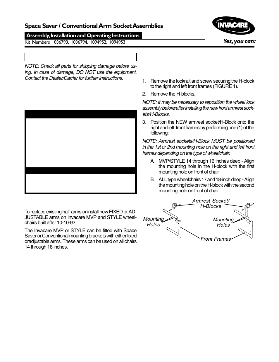 Invacare 1036794 User Manual | 8 pages