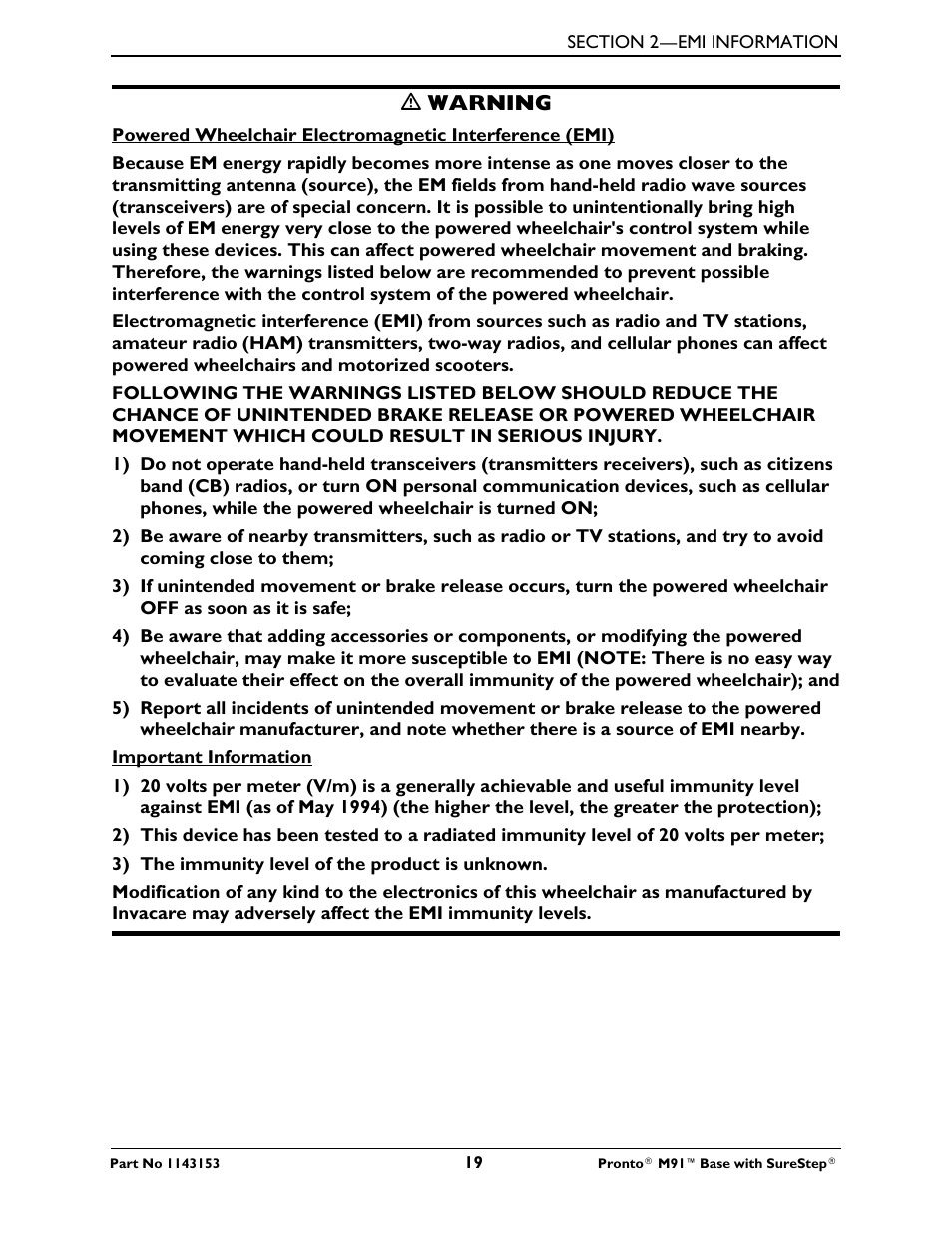 Invacare Wheelchair Pronto M91 Base User Manual | Page 19 / 76