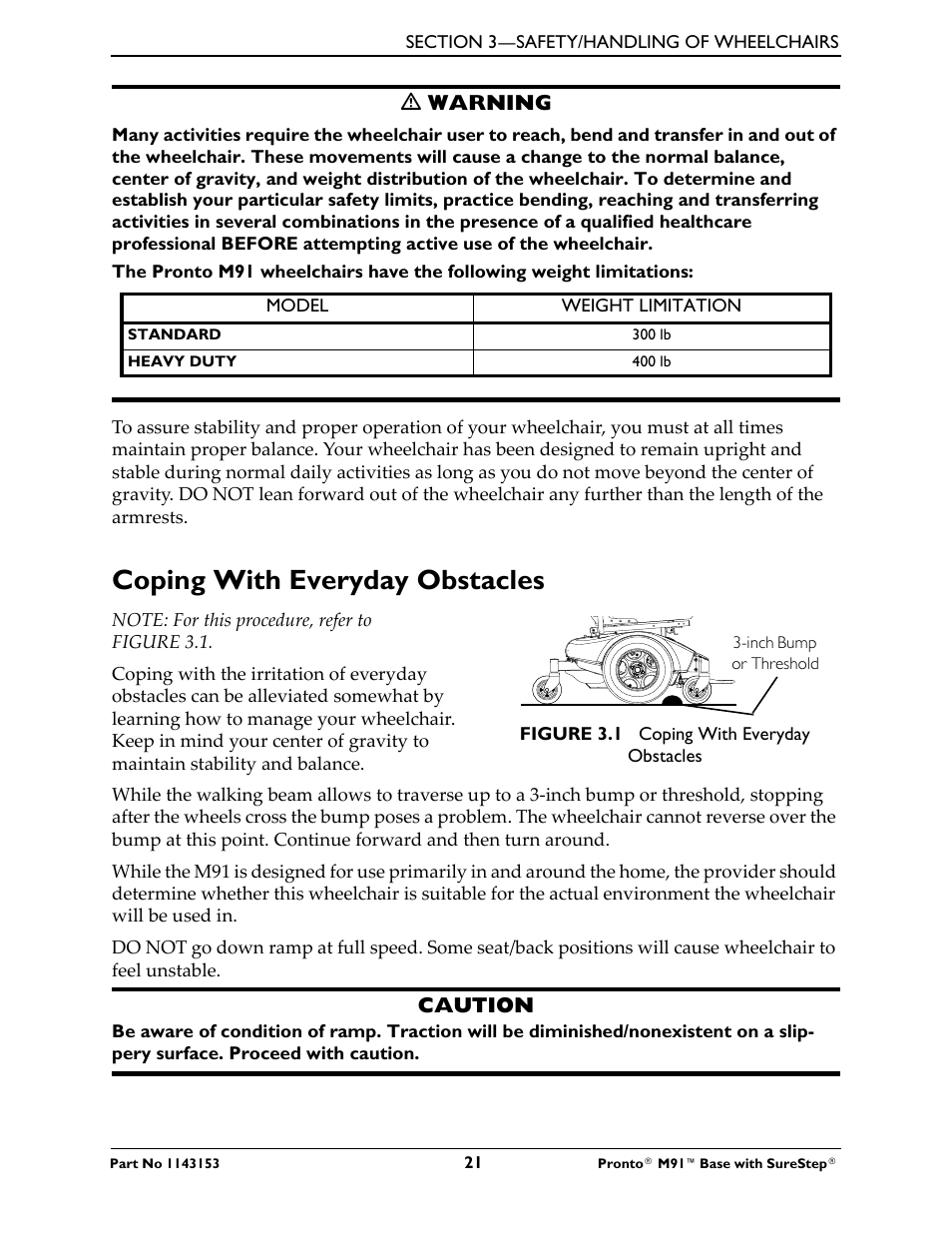 Coping with everyday obstacles | Invacare Wheelchair Pronto M91 Base User Manual | Page 21 / 76