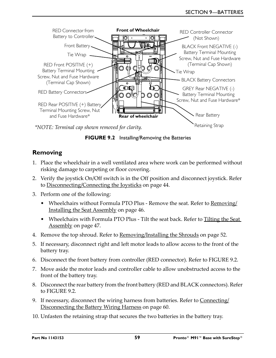 Removing, Figure 9.2 | Invacare Wheelchair Pronto M91 Base User Manual | Page 59 / 76