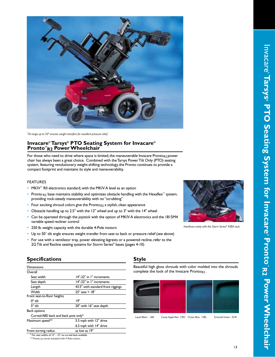 Tarsys, Pr onto | Invacare 00-313 User Manual | Page 13 / 16