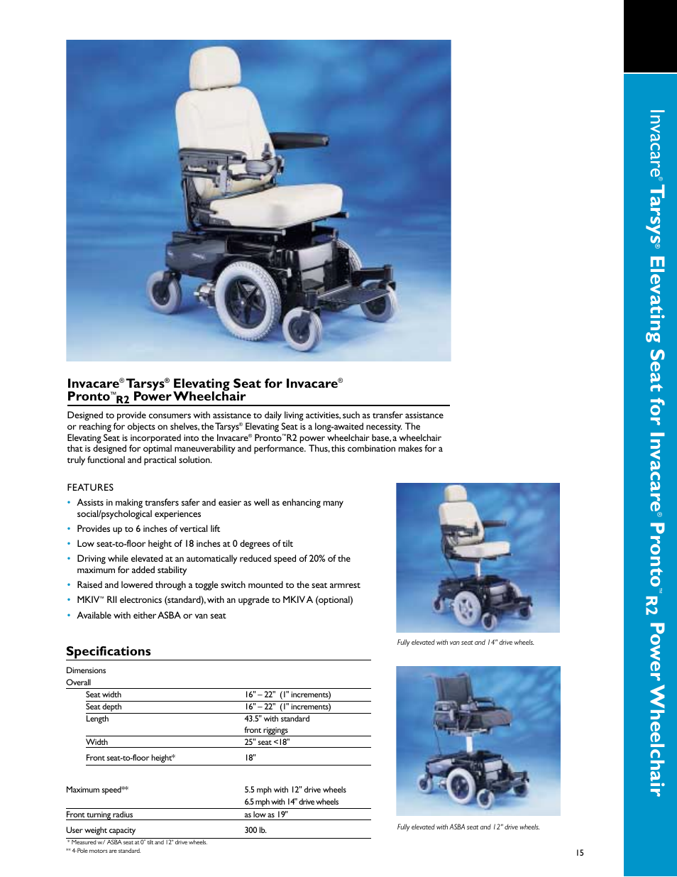 Tarsys, Pr onto | Invacare 00-313 User Manual | Page 15 / 16