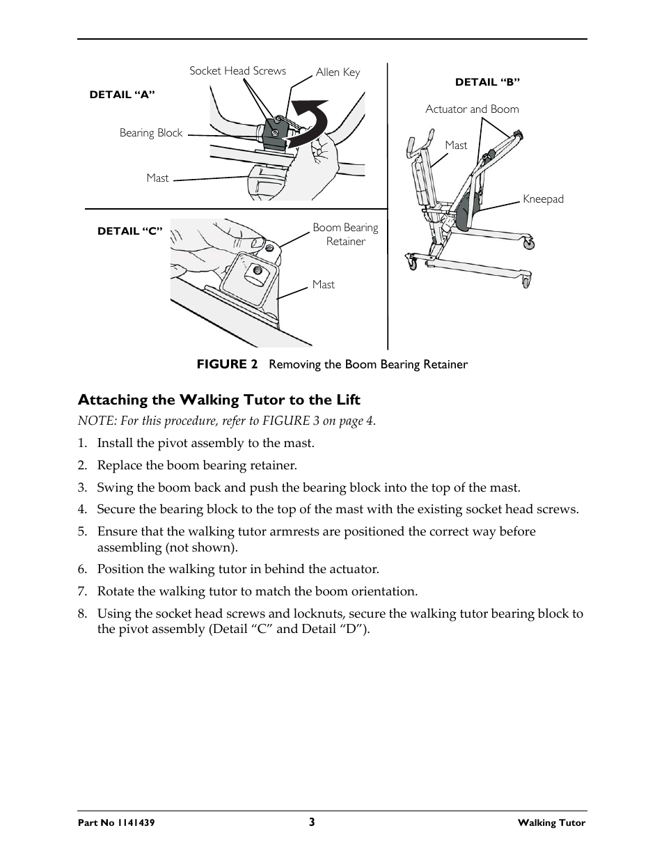 Attaching the walking tutor to the lift | Invacare WALKING TUTOR WT 200 User Manual | Page 3 / 8