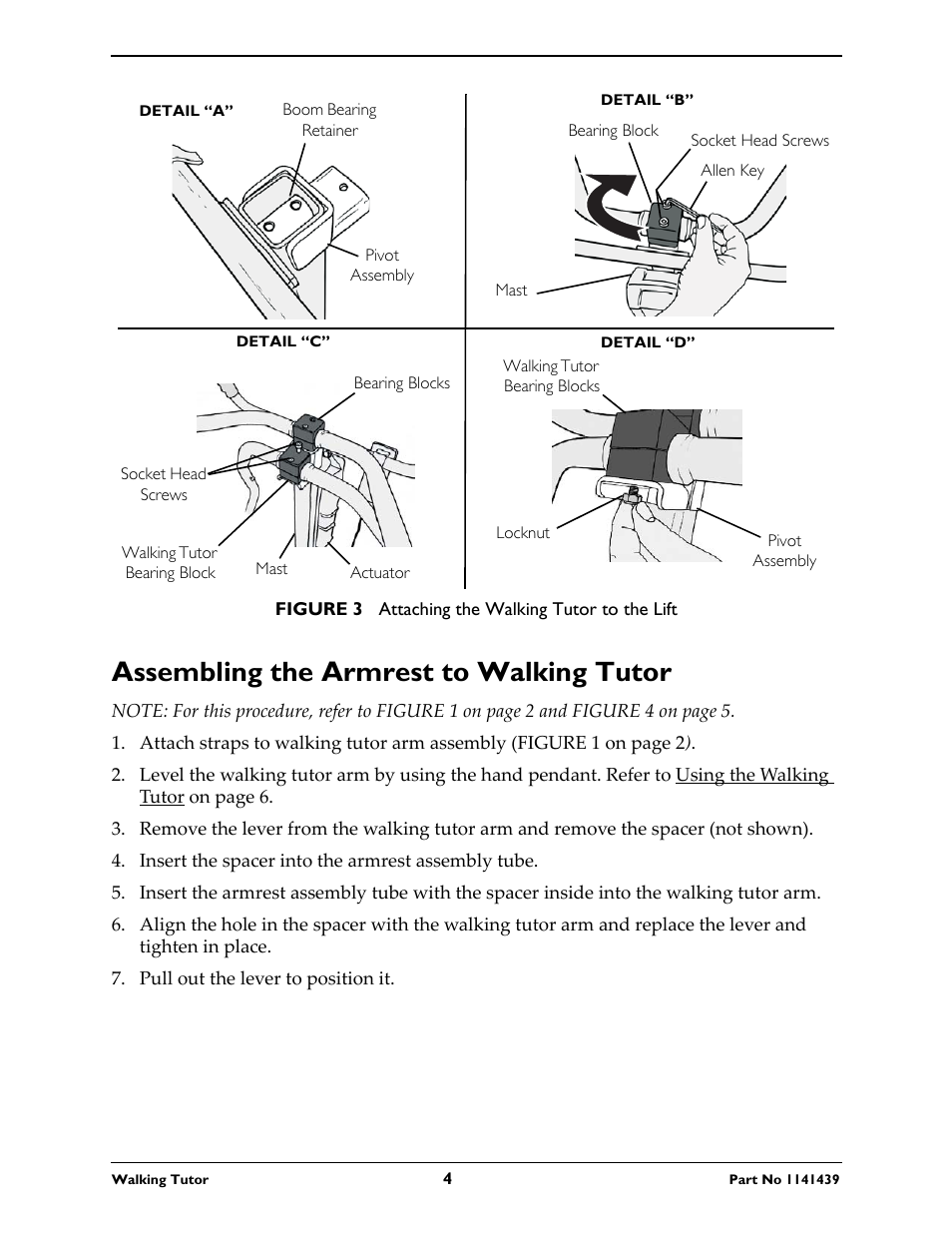 Assembling the armrest to walking tutor | Invacare WALKING TUTOR WT 200 User Manual | Page 4 / 8